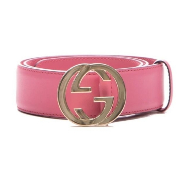 GUCCI GG woman's belt with Interlocking G buckle, leather in pink color - Picture 3 of 8